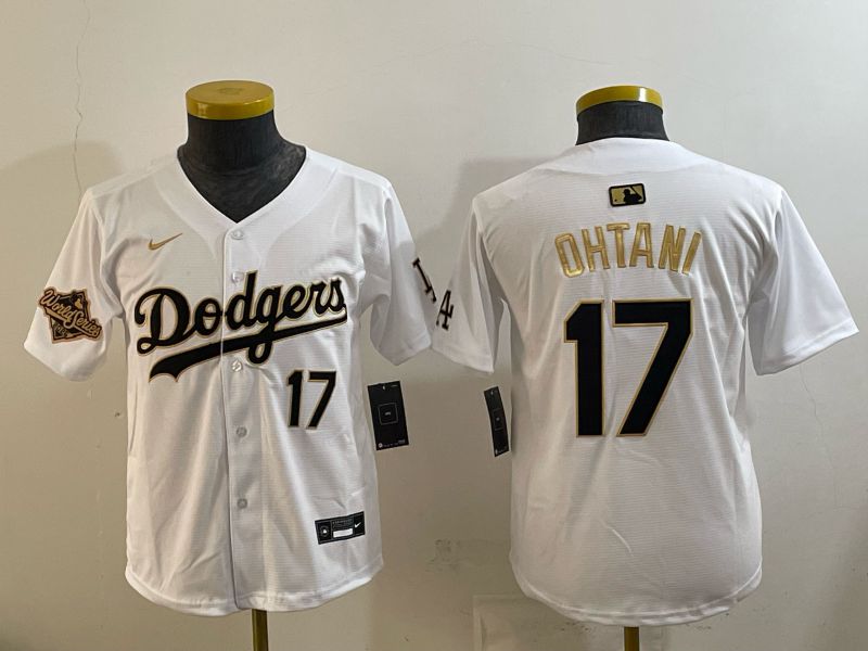 Youth 2026 Los Angeles Dodgers #17 Ohtani White Gold Game Nike MLB Jersey style 002